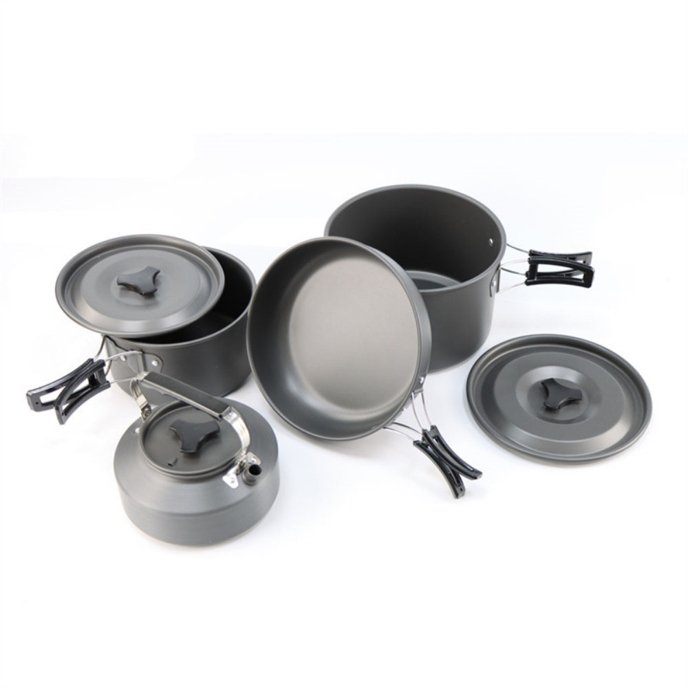 Nesting Camping Cooking Set - Leichtes Aluminium-Camping-Kochset, große 2-4-teilige ineinander passende