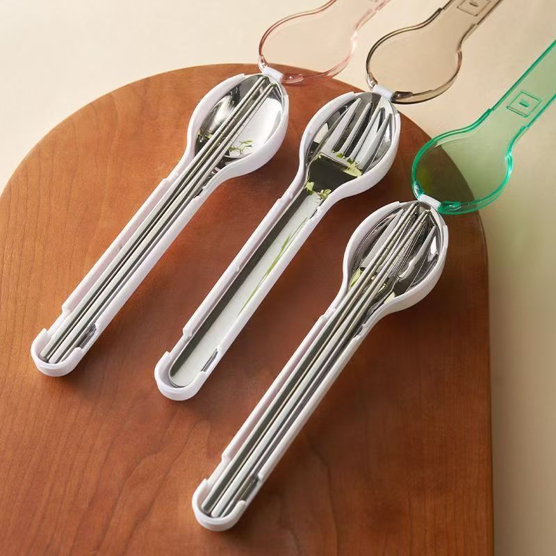 Camping Cooking Set Stainless Steel - Tragbares Besteckset mit Aufbewahrungsbox, Camping, Reisen,