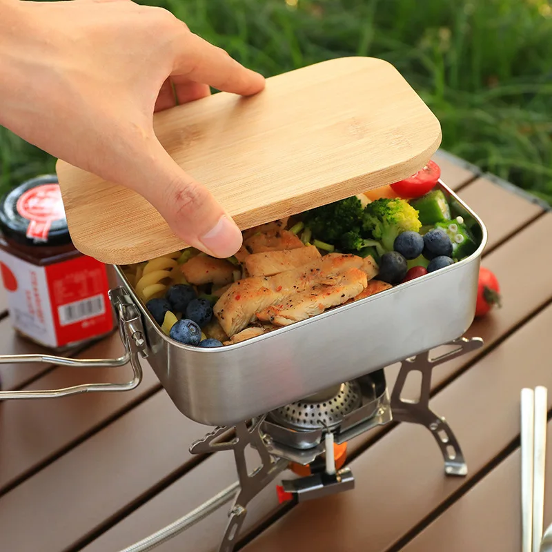 Camping Cooking Box - Lunchbox aus Edelstahl 304, tragbare Lunchbox,