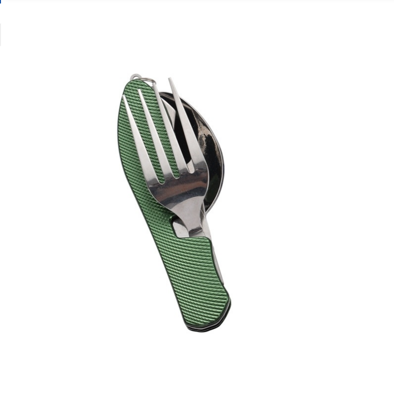 Camping Cooking Set Stainless Steel - Faltbares Edelstahl-Besteckset, Integriertes Tragbares Messer- und