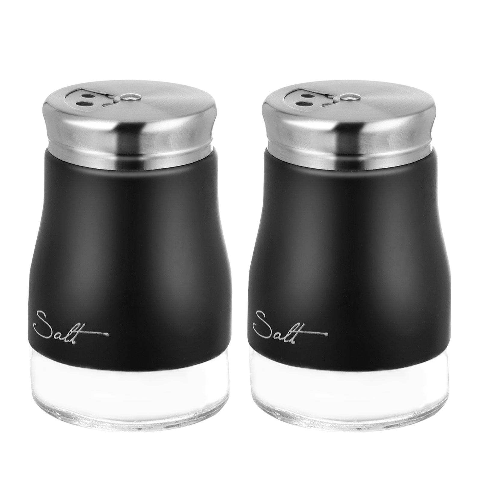 Camping Cooking Area - 2-teiliges Salzstreuer-Set aus Glas mit Edelstahlbehälter