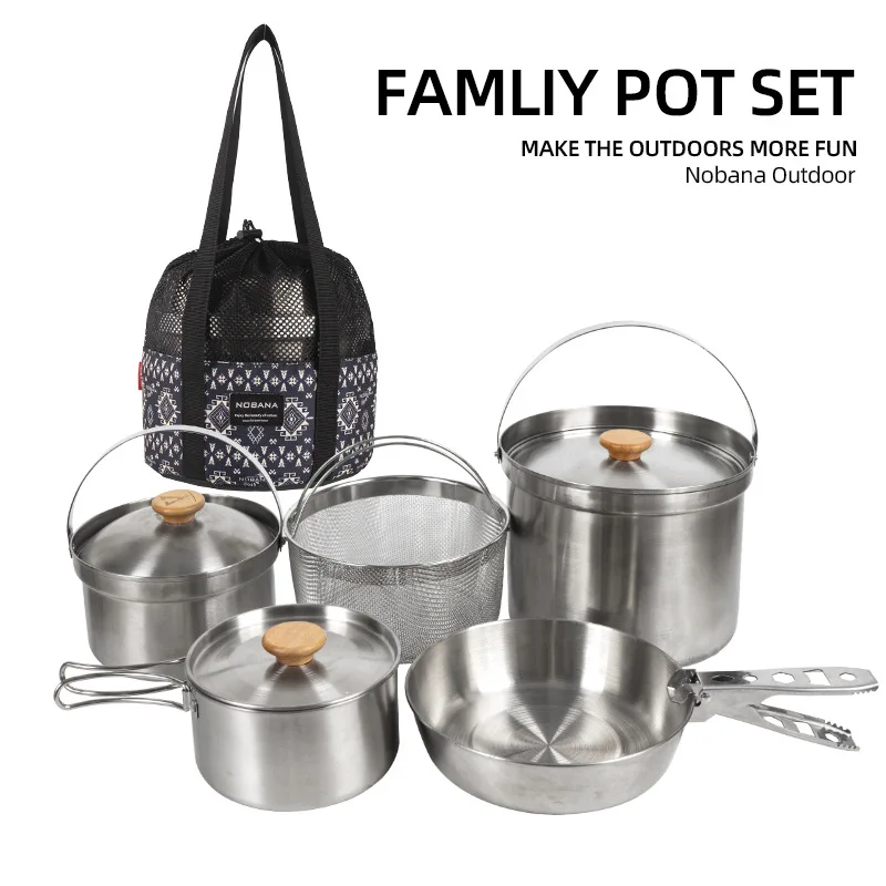 Camping Cooking Set Stainless Steel - 2026 Neues Outdoor-Edelstahl-Topfset für Camping und