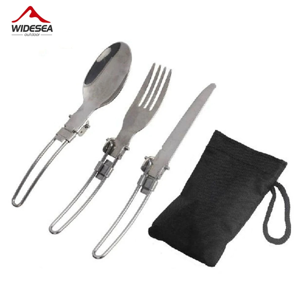 Camping Cooking Set Stainless Steel - 3 Stück 1 Satz tragbares Outdoor-Camping-Reise-Picknick-faltbares
