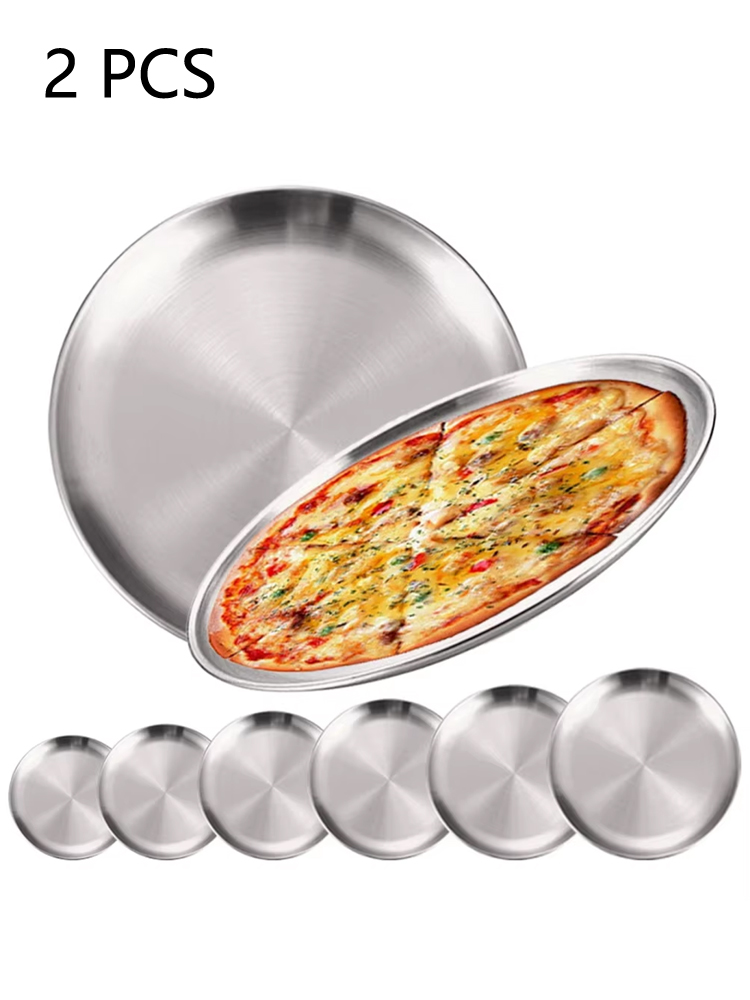 Camping Cooking Tray - 2 Stück Edelstahl Runde Silberne Flache