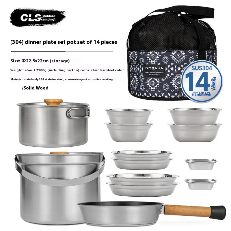 NOBANA&CLS 22-teiliges Edelsta – Camping Cooking Set Stainless Steel Bewertung und Preis