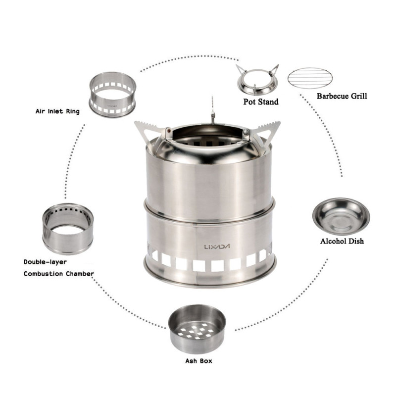 Lixada Edelstahl Holzofen Camp – Camping Cooking System Bewertung und Preis