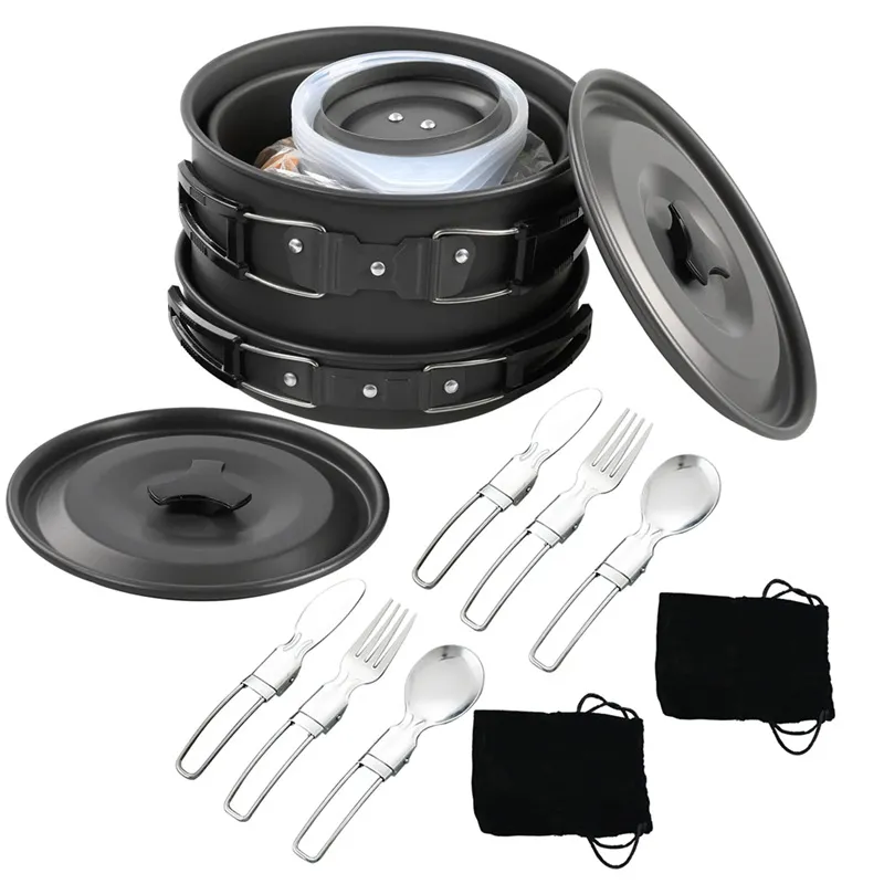 Tragbares Camping-Kochgeschirr – Nesting Camping Cooking Set Bewertung und Preis