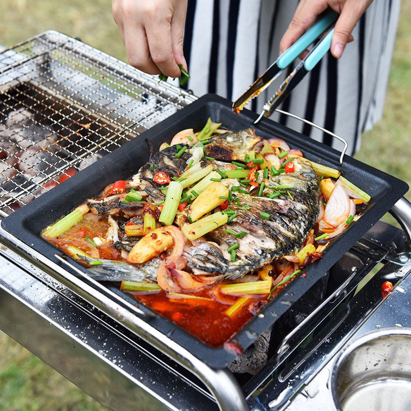 Dicke quadratische Grillpfanne – Camping Cooking Tray Bewertung und Preis