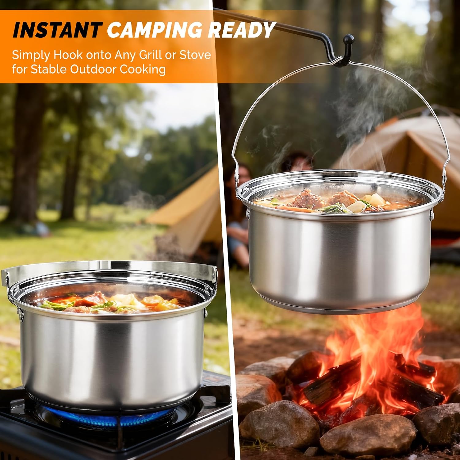 6-teiliges Kochgeschirr-Set, l – Camping Cooking Set Stainless Steel Bewertung und Preis