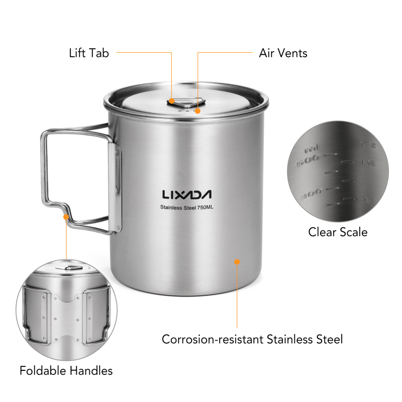Lixada 750ml Tasse Outdoor Ede – Camping Cooking Set Stainless Steel Bewertung und Preis